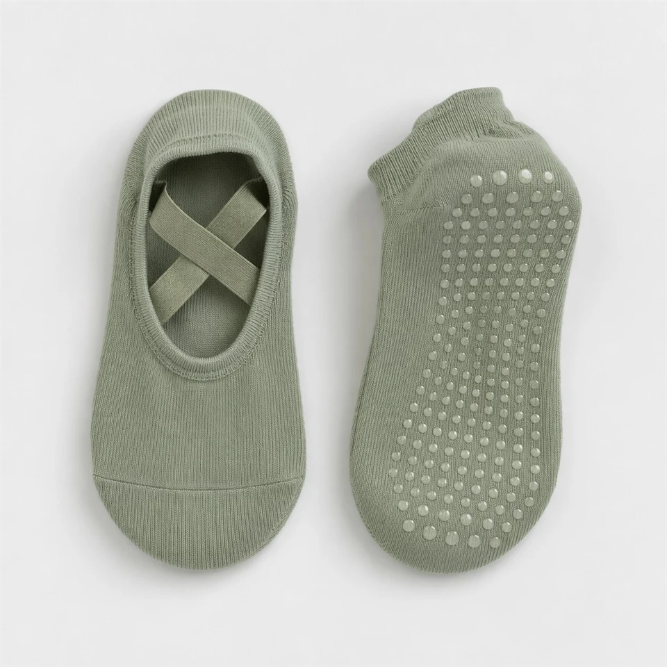 Sosete Yoga Grip Sage Green Decoltate Glezna Femei